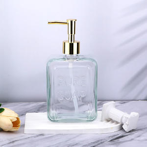 Distributeur de savon/<span class=keywords><strong>shampoing</strong></span> en verre haut de gamme transfrontalier avec pompe à lotion 500 ml, bouteille vide personnalisable, impression sérigraphique - Product Image 4