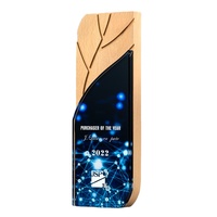 Trophée de cristal personnalisé créatif en bois massif impression UV trophée de verre cristal souvenir pour l'automobile et l'éducation