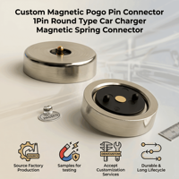 Connecteur magnétique personnalisé de type Pogo Pin 1 broche, type rond, chargeur de voiture, connecteur à ressort magnétique