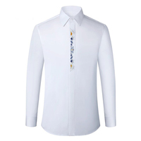 Chemise habillée brodée haut de gamme pour homme, 100 % coton, style italien, personnalisable OEM, pour affaires, décontractée, mariage, soirée, vente en gros à l'international