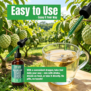 Gotas Líquidas de Guanábana Saludable OEM 10 en 1 con Extractos Herbales de Musgo Marino, Moringa, Cúrcuma, Aceite de Semilla Negra y Ashwagandha - Product Image 4