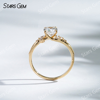 Bague unisexe classique Starsgem 1,1 ct 5,7*5,9 mm en diamant de laboratoire taille coussin couleur D, or jaune massif 18 carats plaqué rhodium 1,5 g