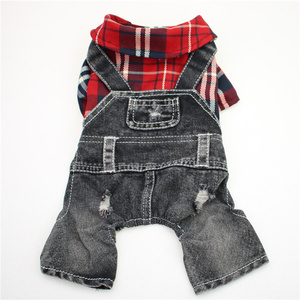Roupa jeans xadrez para cachorros, calças jeans para cães pequenos primavera - Product Image 6