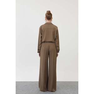 Pantalon à jambes larges pour femme, kaki, fermeture à boutons, 32175PNT - Product Image 2