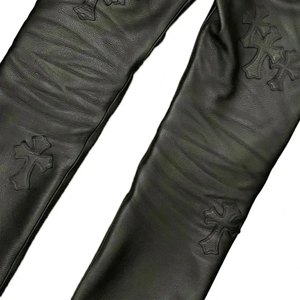 Pantaloni Casual da <span class=keywords><strong>uomo</strong></span> <span class=keywords><strong>di</strong></span> alta qualità in vera <span class=keywords><strong>pelle</strong></span> con vita media, pantaloni da motociclista in tinta unita da Streetwear <span class=keywords><strong>di</strong></span> alta qualità - Product Image 3