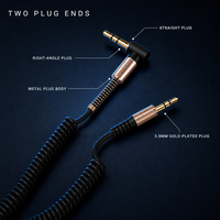 Câble audio AUX plaqué or 3,5 mm enroulé en gros, cordon en cuivre pour voiture, casque, haut-parleur, carte son, diffusion en direct, microphone