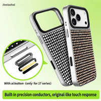 Coque arrière ornée de strass pour iPhone 15 14 13, procédé d'électrodéposition, coque en PC résistante aux chocs, étui de téléphone tendance