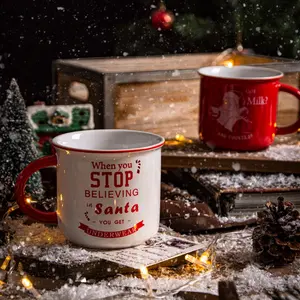 Xícara De Natal Papai Noel Padrão Caneca De Café De Cerâmica Presente De Festa Grés Chá Caneca De Cerveja De Água