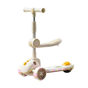Trottinette enfant 2-12 ans pliable avec siège et lumières, hauteur réglable, propulsion manuelle, véhicule à deux roues - Product Image 1