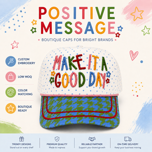 Cappellino da Baseball Dymf Completamente Personalizzabile, Design Bicolore con Citazioni Positive, Stile Y2K, Visiera Curva - Product Image 1