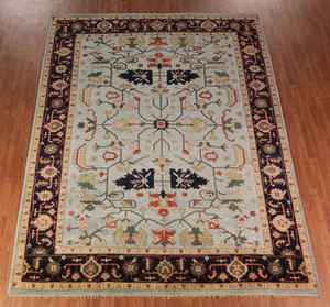 Alfombra tradicional de lujo de lana India Oushak de 9x12 pies, Alfombra tejida de Color sólido para el hogar o el pasillo, tamaños personalizables disponibles - Product Image 1