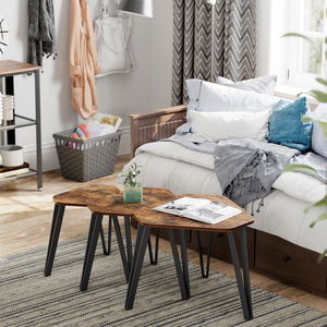 Vasagle hiện đại hình bầu dục thiết lập của 3 kết thúc bảng công nghiệp Bàn cà phê trang trí bên bảng cho phòng khách hoặc phòng ngủ - Product Image 2