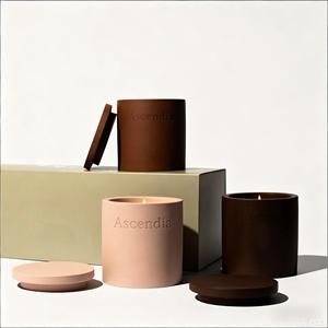 Bougie parfumée en céramique Ascendia, cire de soja, design minimaliste, aromathérapie florale, décoration d'intérieur, forme cylindrique - Product Image 3