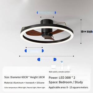 Ventilatore da Soffitto Moderno con Pale in ABS e Luce LED per Casa, Camera da Letto, Hotel, Soggiorno, Studio, Ufficio, Lampadario Ventilatore - Product Image 5
