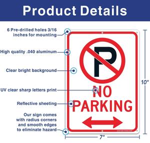 <span class=keywords><strong>Cartello</strong></span> di Divieto di Sosta Conforme MUTCD - Segnale Stradale Bidirezionale Rosso/Bianco per Strade e Parcheggi USA - Product Image 2