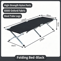 Lit de camping pliable 190*65*42cm, design moderne, portable, haute qualité, multi-couleurs, prix bas, vente en gros, très demandé