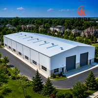 Atelier industriel à grande portée en structure acier préfabriquée scellée, sans colonnes, résistant, avec dessin Tekla professionnel