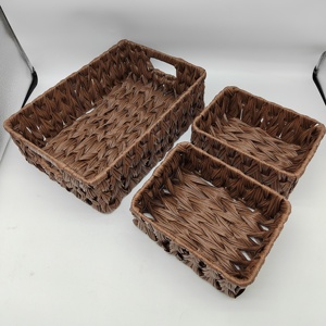 Lot de 3 paniers <span class=keywords><strong>en</strong></span> <span class=keywords><strong>osier</strong></span> pour le rangement, 1 grande boîte de rangement <span class=keywords><strong>en</strong></span> <span class=keywords><strong>osier</strong></span> et 2 petits paniers <span class=keywords><strong>en</strong></span> <span class=keywords><strong>osier</strong></span> étanches, rangement pour comptoir de salle de bain - Product Image 3