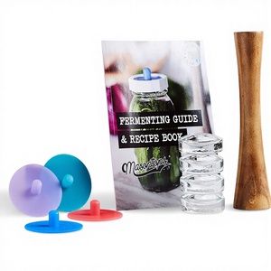 Kit complet <span class=keywords><strong>de</strong></span> fermentation Masontops pour bocaux Mason avec bouchons à air, poids en verre pour la fabrication <span class=keywords><strong>de</strong></span> cornichons/kraut/kimchi - Sans BPA, à large ouverture - Product Image 1