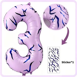<span class=keywords><strong>Globo</strong></span> de Número 1-9 de 40 Pulgadas, <span class=keywords><strong>Globo</strong></span> de Número Grande de Papel Metálico Morado con Tema Musical de Tatuajes Oscuros para Decoraciones de Fiesta de Cumpleaños Inspiradas - Product Image 3