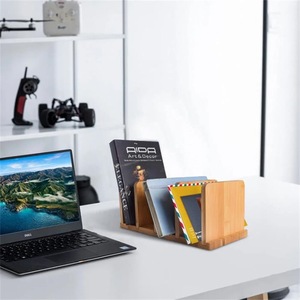 Wooden Desktop Magazine Organizer Book Rack <b>File</b> Holder Office Stationery <b>Storage</b> Shelf Minimalist Design - Product Image 1