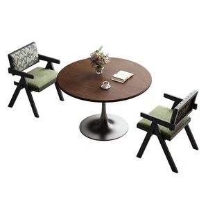 Table <span class=keywords><strong>à</strong></span> <span class=keywords><strong>manger</strong></span> ronde en bois de caoutchouc de style rétro du milieu du siècle pour la <span class=keywords><strong>cuisine</strong></span>, la <span class=keywords><strong>salle</strong></span> <span class=keywords><strong>à</strong></span> <span class=keywords><strong>manger</strong></span> <span class=keywords><strong>et</strong></span> les divertissements <span class=keywords><strong>à</strong></span> domicile - Product Image 5