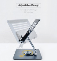 Support de tablette de bureau en Aluminium, support de téléphone Portable pliable et réglable avec Base rotative à 360