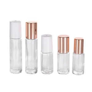 Serum şişeleri üzerinde özel 5ml 10ml kalıp cam rulo boş şeffaf cilt bakımı yağ şişeleri ambalaj toptan