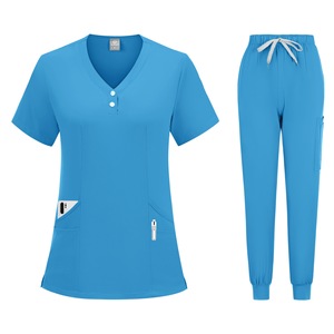 Women <b>Scrub</b> Suit Set Moisture Wicking V Neck Short Sleeve Split Uniform Hospital Work <b>Clothes</b> For Medical Spa Beauty Use - Product Image 5