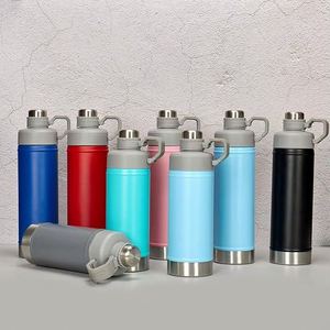 Botella Térmica de Acero Inoxidable de Doble Capa con Aislamiento al Vacío de 500ml/750ml, con Tapa y Pajita, para Exteriores - Product Image 5