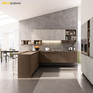<span class=keywords><strong>Cucina</strong></span> Moderna di Lusso in Legno Massello Modulare Ecologica con Mobili in PVC <span class=keywords><strong>Grigio</strong></span> Lucido, Rubinetto in Resina Effetto <span class=keywords><strong>Marmo</strong></span>, Cerniere in Acrilico per Piccole Cucine - Product Image 6