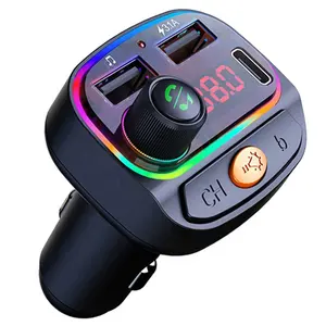 New Colorful Atmosphere Light Car Charger Multifunction Fm Bluetooth Transmitter