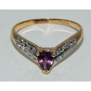 Anello con diamanti e rubino in oro 14k - Product Image 3