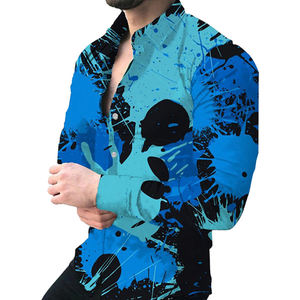 Chemise en polyester de haute qualité classique <span class=keywords><strong>d</strong></span>écontractée style vintage hawaïen poids lourd taille XL chemises à manches longues pour hommes - Product Image 5