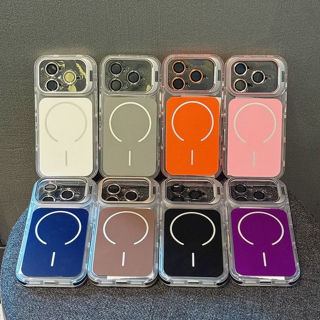 Magnetic Clear Phone Case for Iphone 14 15 16 Pro Max 17 Air With Hidden Lens Bracket Camera Frame Kickstand Phone Accessories