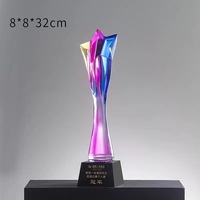 Couleurs personnalisées Glaze Star Pillar Trophy Glaze Star Award Trophy avec MH-NJ0596 de base noire