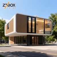 Maison préfabriquée modulaire à toit plat à deux étages, maisonnette conteneur, capsule, cabane Apple, vitrine en verre, magasin, bureau 20ft 40ft