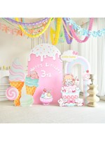 Décor mural moderne numérique personnalisé imprimé de dessins animés pour le premier et troisième anniversaire des filles, avec ballons et panneau en carton KT, CN