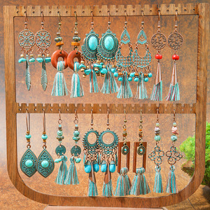 Boucles d'oreilles pendantes bohèmes à pampilles en alliage plaqué bronze antique pour femme, bijoux de fête, ensemble de boucles d'oreilles pendantes tendance - Product Image 1