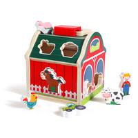Jouets en bois Montessori pour tout-petits, blocs d'empilage de forme et de couleur assortis aux animaux de la ferme, jouets de tri pour la maison