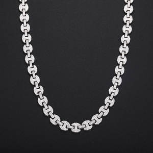 Cross-Border para <span class=keywords><strong>Amazon</strong></span> Europa EE. UU. 6MM Nariz de cerdo Cuba <span class=keywords><strong>Cadena</strong></span> 925 <span class=keywords><strong>Plata</strong></span> Hombres Hip Hop Collar Completo T-Square Moissanite - Product Image 1