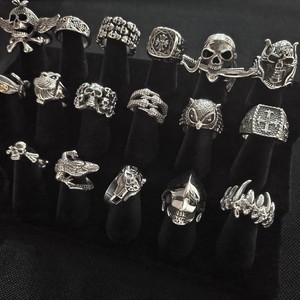 VAF במלאי פאנק נירוסטה גולגולת צלב עלה ינשוף Paw תנין נמר תנין טבעת גודל 7-12 עבור גברים - Product Image 3