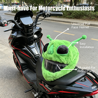 Housse de casque de moto en peluche amusante en forme d'alien vert, taille universelle pour casques intégraux