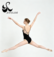 Maillot de ballet para mujer, fino, de una sola tira, con espalda cruzada y recortes, para gimnasia y danza