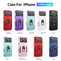 Étui de protection antichoc 360 pour iPhone 17 Pro Max avec support métallique en TPU et PC, chargement magnétique sans fil, protection d'objectif, motif paysage urbain