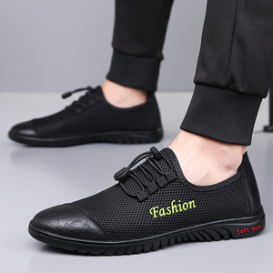 Zapatillas de deporte informales de malla para hombre, ligeras, transpirables, sin cordones, color gris y negro, con suela suave, para correr - Product Image 4