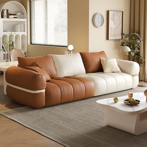 Sofá de Cuero de Lujo Ligero y Sencillo para Sala de Estar, Sofá Moderno de <span class=keywords><strong>Tres</strong></span> o Cuatro Plazas <span class=keywords><strong>en</strong></span> Línea Recta para Apartamentos Pequeños - Product Image 3