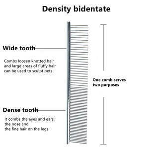 RTS Hot Sale Silver Metal Double Side Pet Comb Stainless Steel for Dog and Cat Flea Comb Brush Pet Grooming Comb - Product Image 5