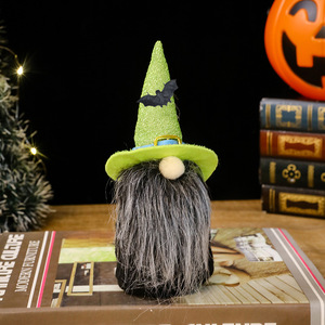 Muñeco de peluche sin rostro para Halloween, adorno con sombrero de bruja brillante, figura de mesa para decoración del hogar y fiestas - Product Image 3