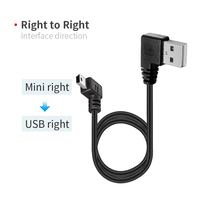Cable USB Mini de 5 Pines de Alta Calidad con Doble Codo a 90 Grados (Izquierda/Derecha), Cable de Carga de Datos Duradero para Grabadora de Conducción